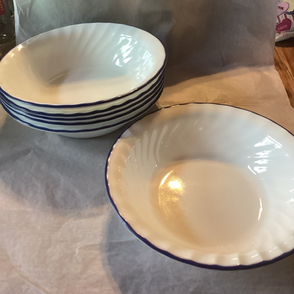 Corelle Blue Fleur Salad Bowls - set of 6 - discontinued pattern